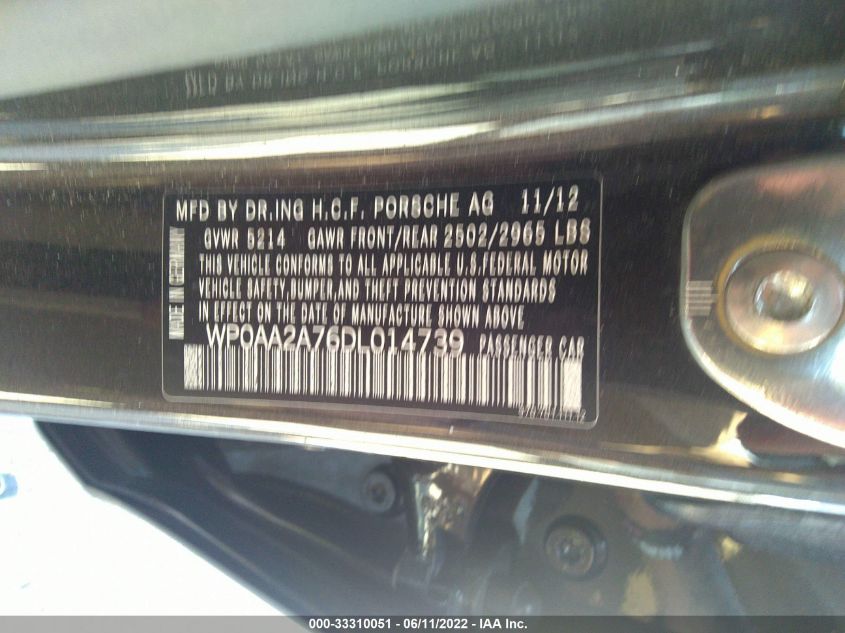 2013 PORSCHE PANAMERA WP0AA2A76DL014739