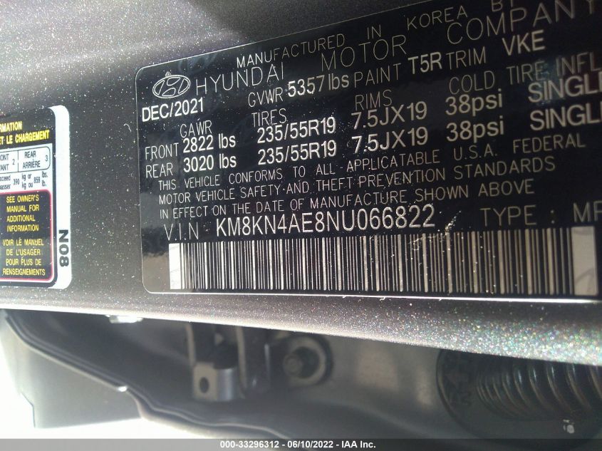 2022 HYUNDAI IONIQ 5 SEL KM8KN4AE8NU066822