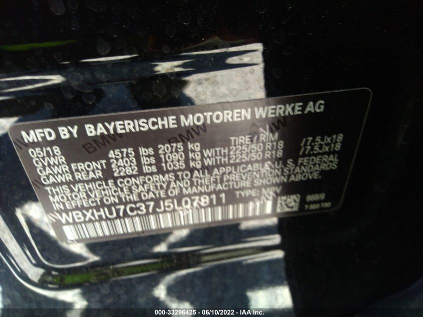 2018 BMW X1 SDRIVE28I WBXHU7C37J5L07811