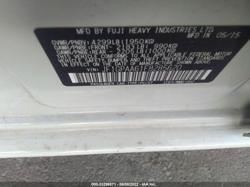 2015 SUBARU IMPREZA WAGON 2.0I JF1GPAA61FH285620