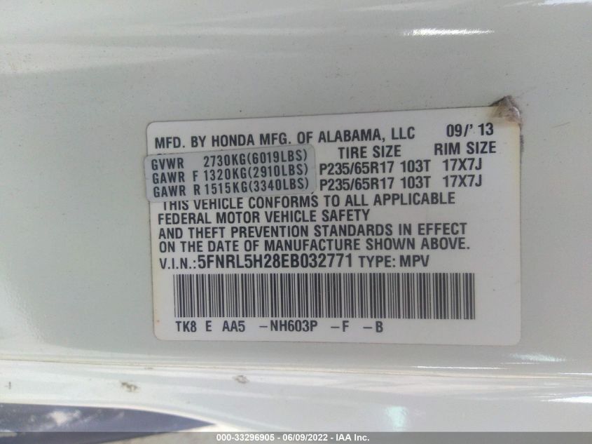 2014 HONDA ODYSSEY LX 5FNRL5H28EB032771