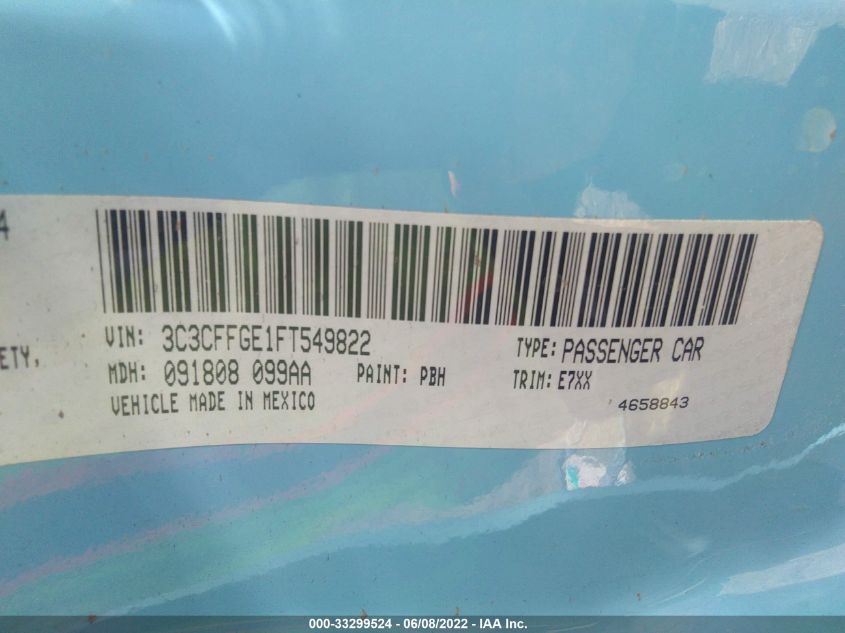 2015 FIAT 500E 3C3CFFGE1FT549822