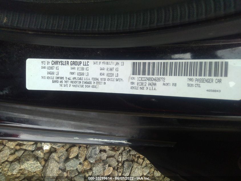 2013 DODGE AVENGER SE 1C3CDZAB9DN628772