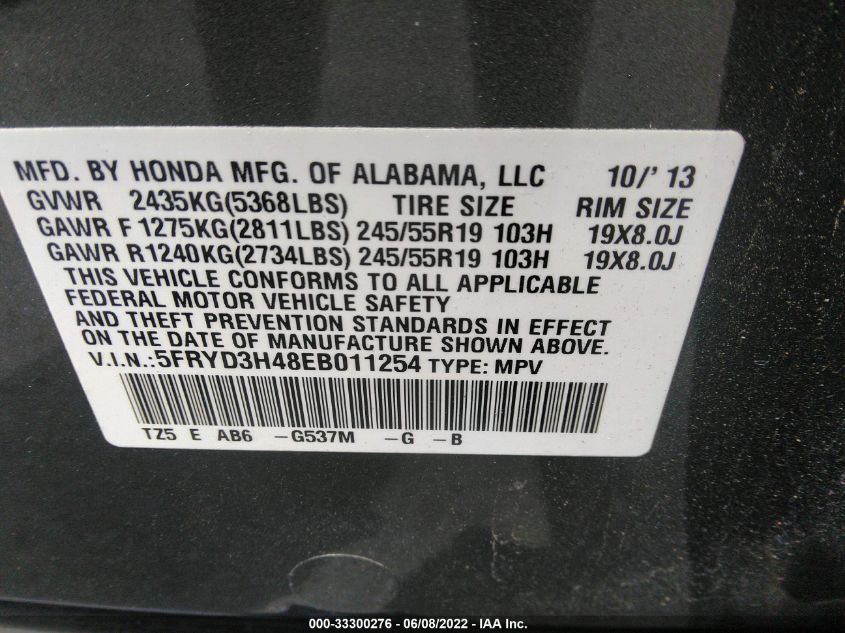 2014 ACURA MDX TECH PKG 5FRYD3H48EB011254