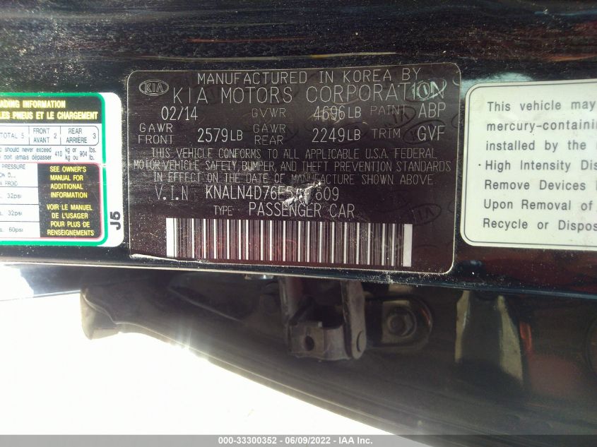 2014 KIA CADENZA PREMIUM KNALN4D76E5159609