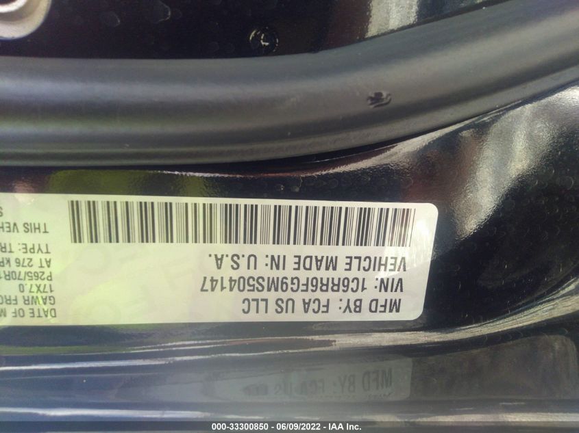 2021 RAM 1500 CLASSIC TRADESMAN 1C6RR6FG9MS504147