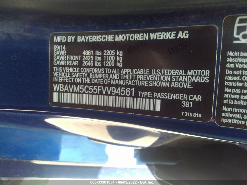 2015 BMW X1 XDRIVE35I WBAVM5C55FVV94561