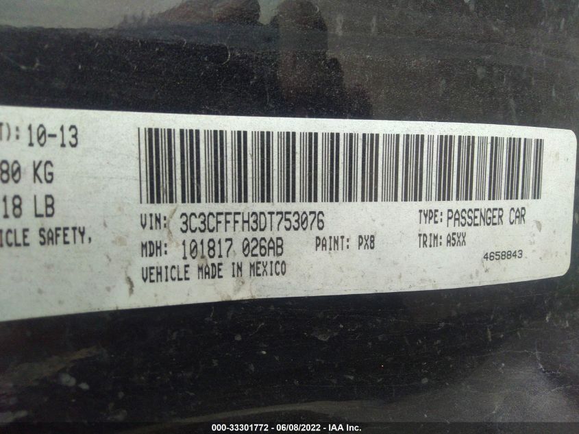 2013 FIAT 500 ABARTH 3C3CFFFH3DT753076