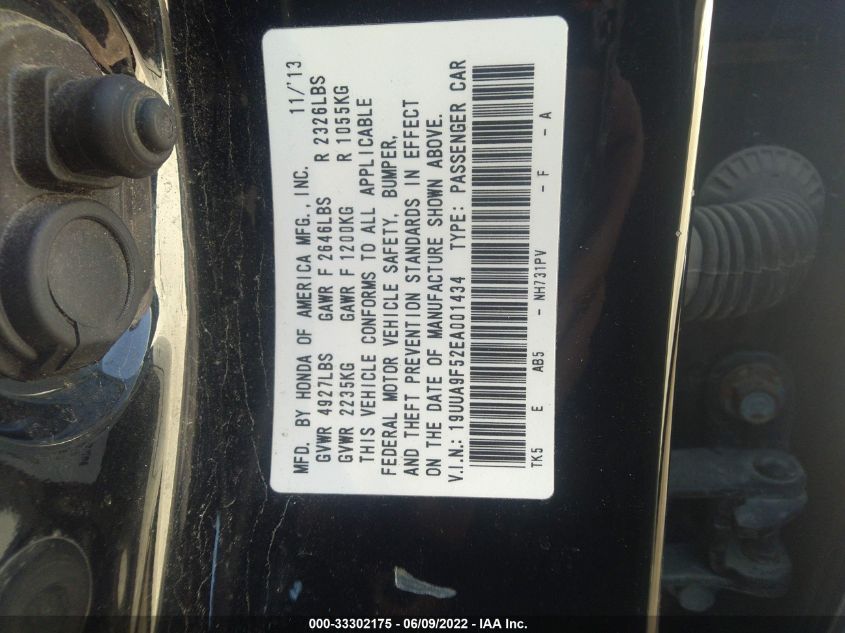 2014 ACURA TL TECH 19UUA9F52EA001434