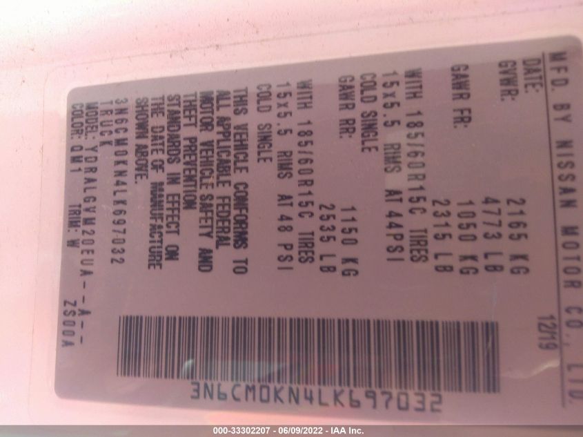 2020 NISSAN NV200 COMPACT CARGO SV 3N6CM0KN4LK697032