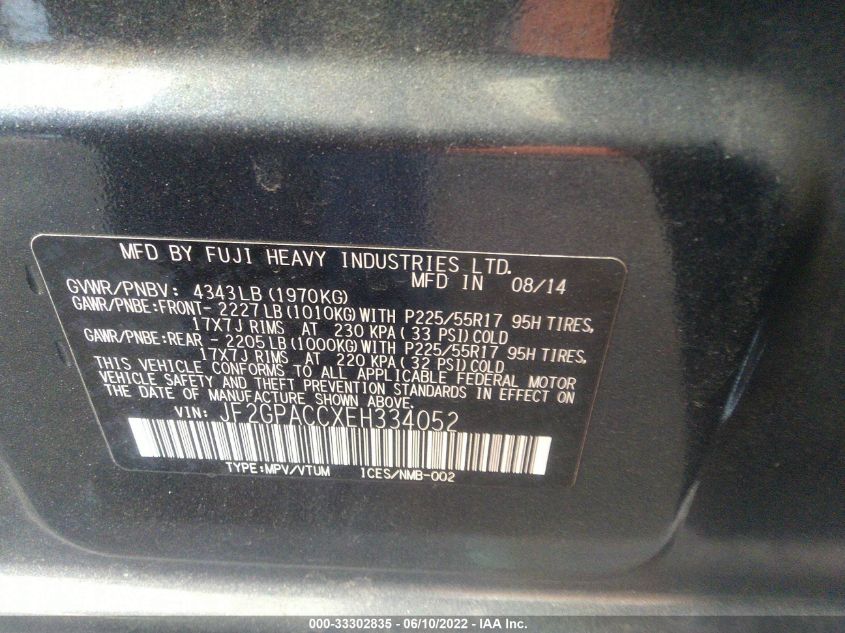 2014 SUBARU XV CROSSTREK PREMIUM JF2GPACCXEH334052