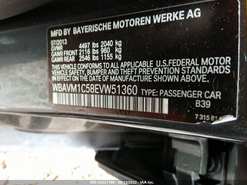 2014 BMW X1 SDRIVE28I WBAVM1C58EVW51360