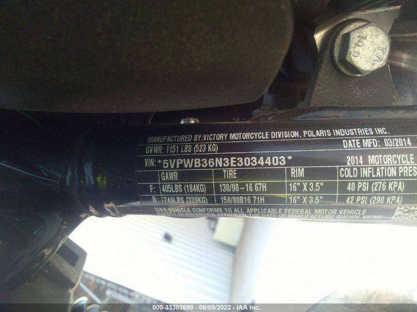 2014 VICTORY MOTORCYCLES HIGH-BALL 5VPWB36N3E3034403