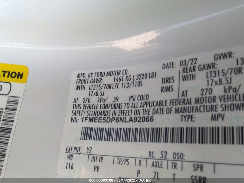 2022 FORD BRONCO BASE/BIG BEND 1FMEE5DP8NLA92066
