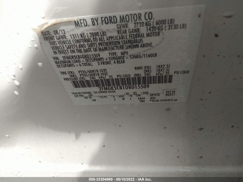 2013 FORD FLEX SEL 2FMGK5C81DBD15509