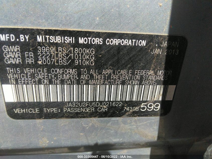 2013 MITSUBISHI LANCER ES JA32U2FU5DU021622