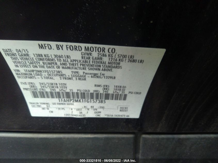 2015 FORD SEDAN POLICE INTERCEPTOR 1FAHP2MK1FG157385
