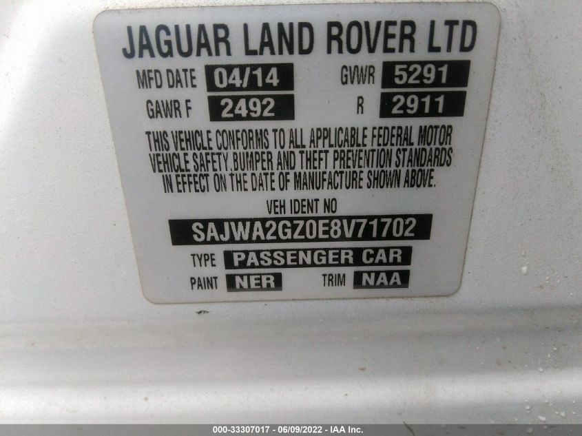 2014 JAGUAR XJ XJL PORTFOLIO SAJWA2GZ0E8V71702