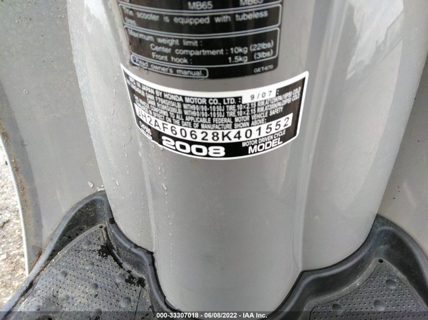 2008 HONDA CHF50 S JH2AF60628K401552