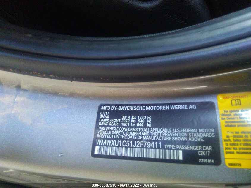 2018 MINI HARDTOP 4 DOOR COOPER WMWXU1C51J2F79411