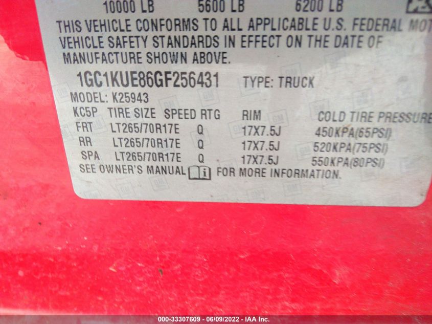 2016 CHEVROLET SILVERADO 2500HD WORK TRUCK 1GC1KUE86GF256431