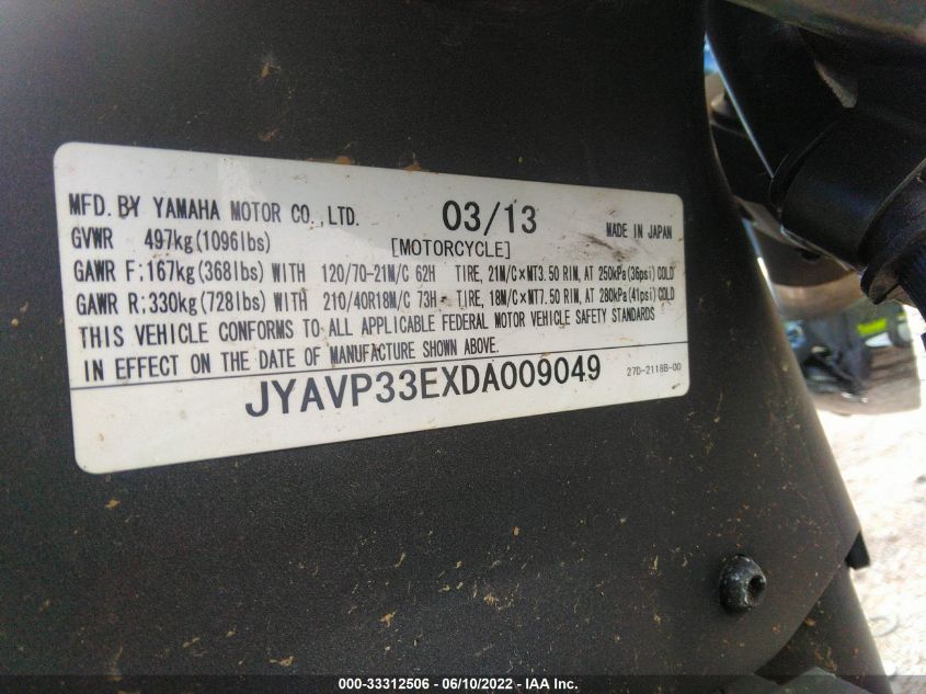 2013 YAMAHA XVS1300 CU JYAVP33EXDA009049