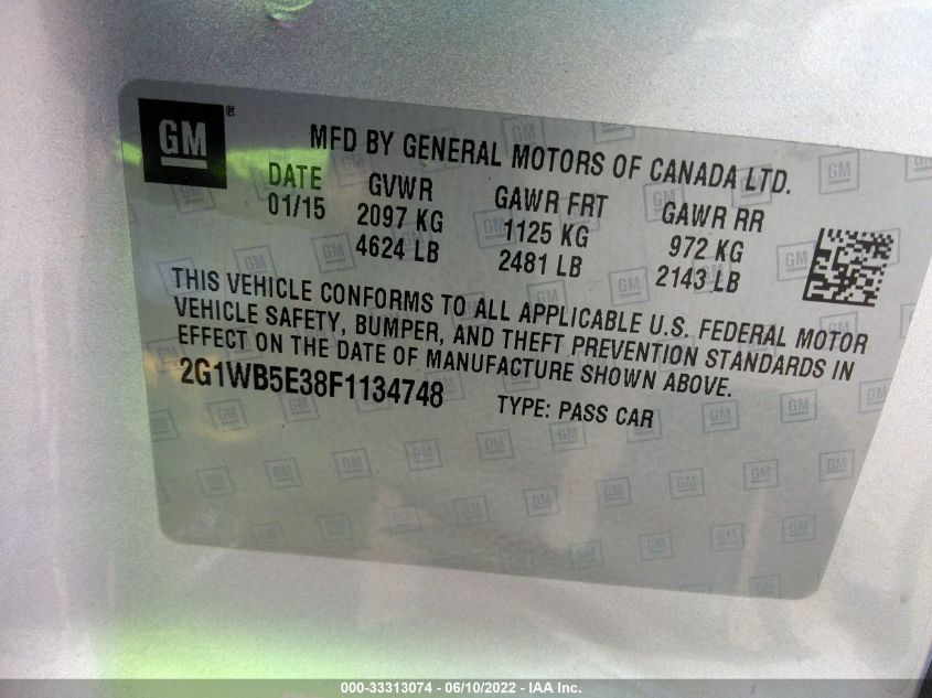 2015 CHEVROLET IMPALA LIMITED LT 2G1WB5E38F1134748