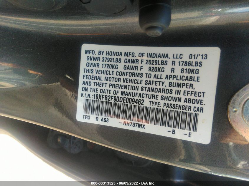 2013 HONDA CIVIC SDN EX-L 19XFB2F90DE009462