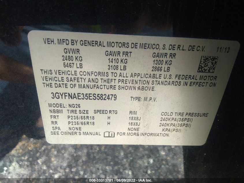 2014 CADILLAC SRX BASE 3GYFNAE35ES582479