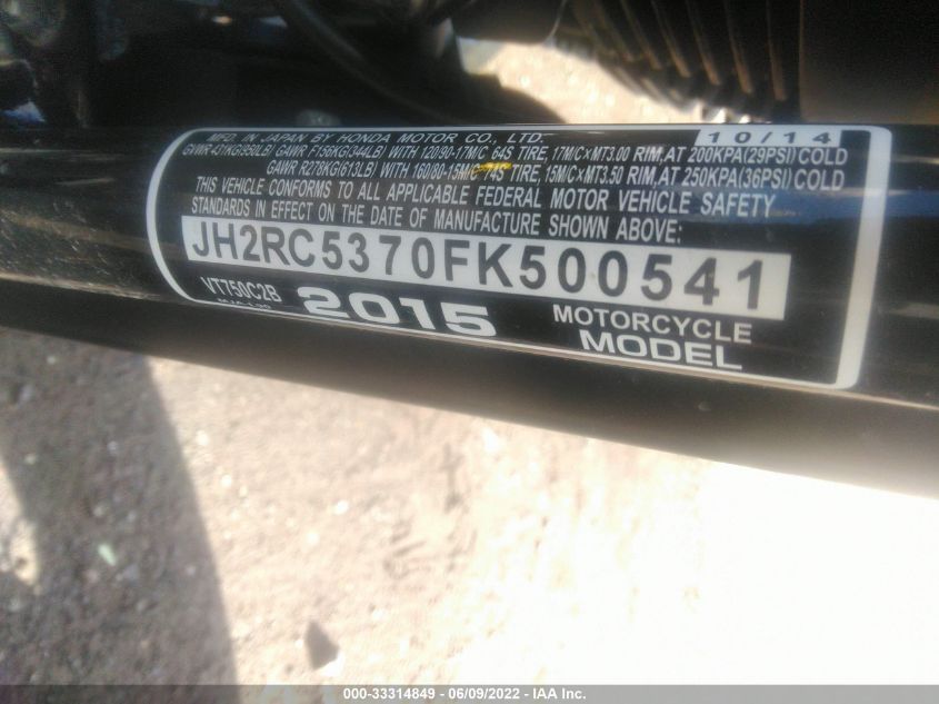 2015 HONDA VT750 C2B JH2RC5370FK500541