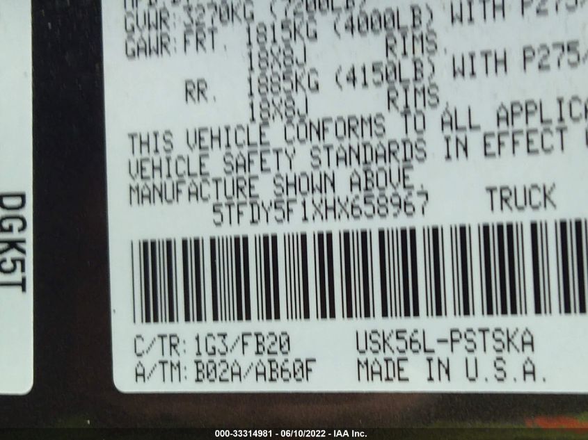 2017 TOYOTA TUNDRA 4WD SR5/TRD PRO 5TFDY5F1XHX658967