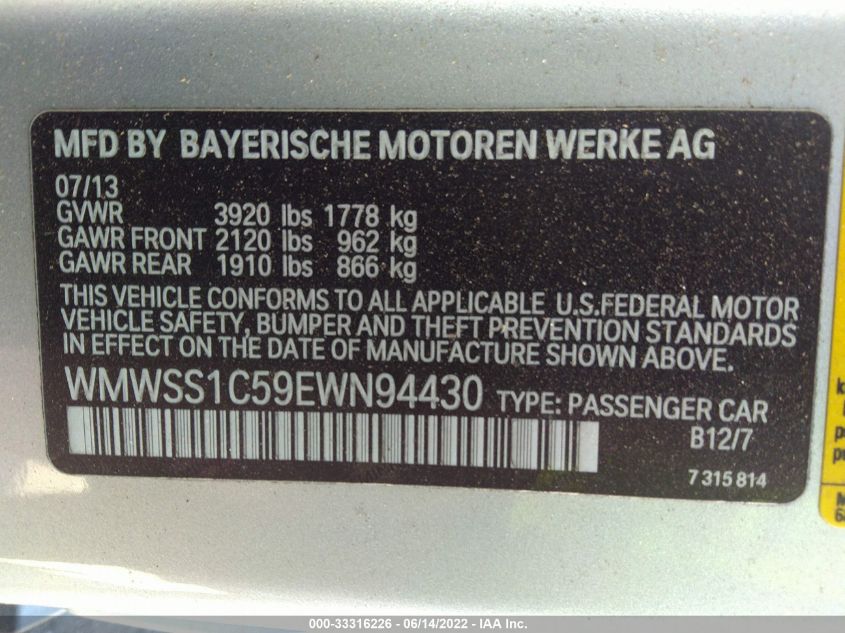 2014 MINI COOPER PACEMAN WMWSS1C59EWN94430