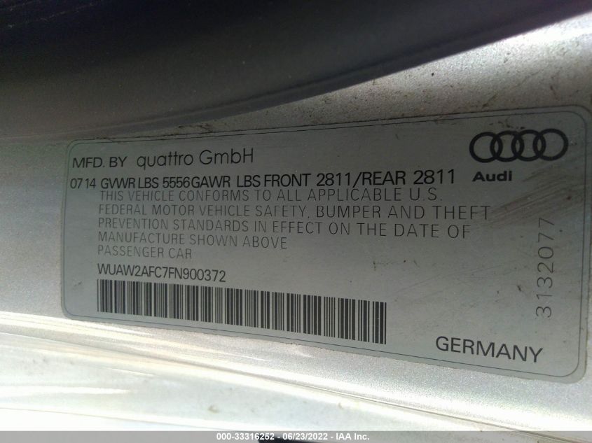 2015 AUDI RS 7 PRESTIGE WUAW2AFC7FN900372