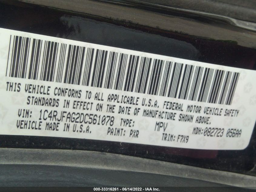 2013 JEEP GRAND CHEROKEE LAREDO 1C4RJFAG2DC561078