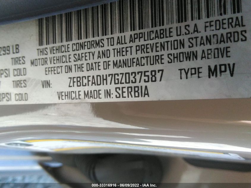 2016 FIAT 500L TREKKING ZFBCFADH7GZ037587