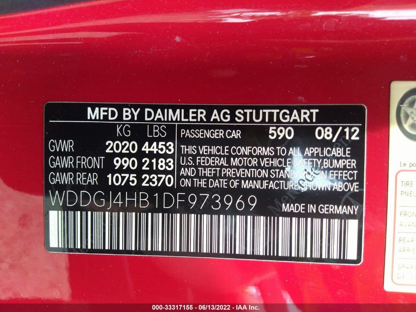 2013 MERCEDES-BENZ C-CLASS C 250 WDDGJ4HB1DF973969