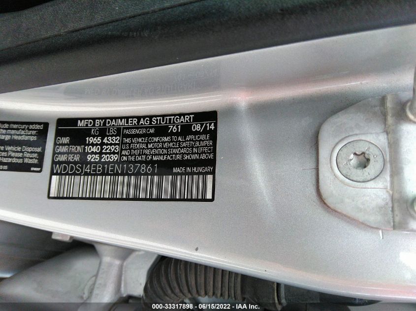 2014 MERCEDES-BENZ CLA-CLASS CLA 250 WDDSJ4EB1EN137861