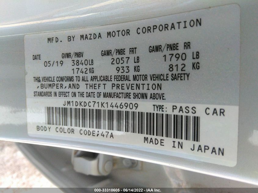 2019 MAZDA CX-3 TOURING JM1DKDC71K1446909