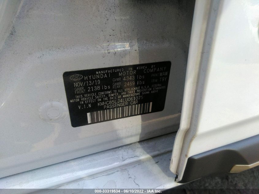 2020 HYUNDAI IONIQ ELECTRIC LIMITED KMHC85LJ4LU061075