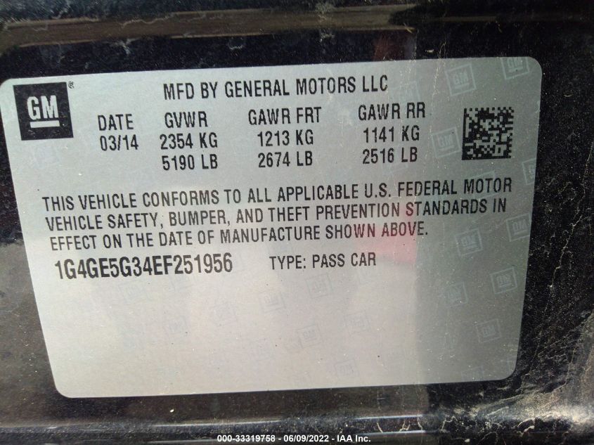 2014 BUICK LACROSSE PREMIUM I 1G4GE5G34EF251956