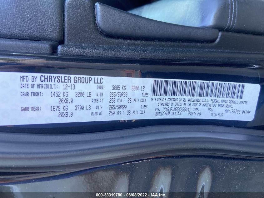 2014 JEEP GRAND CHEROKEE SUMMIT 1C4RJFJM7EC355441