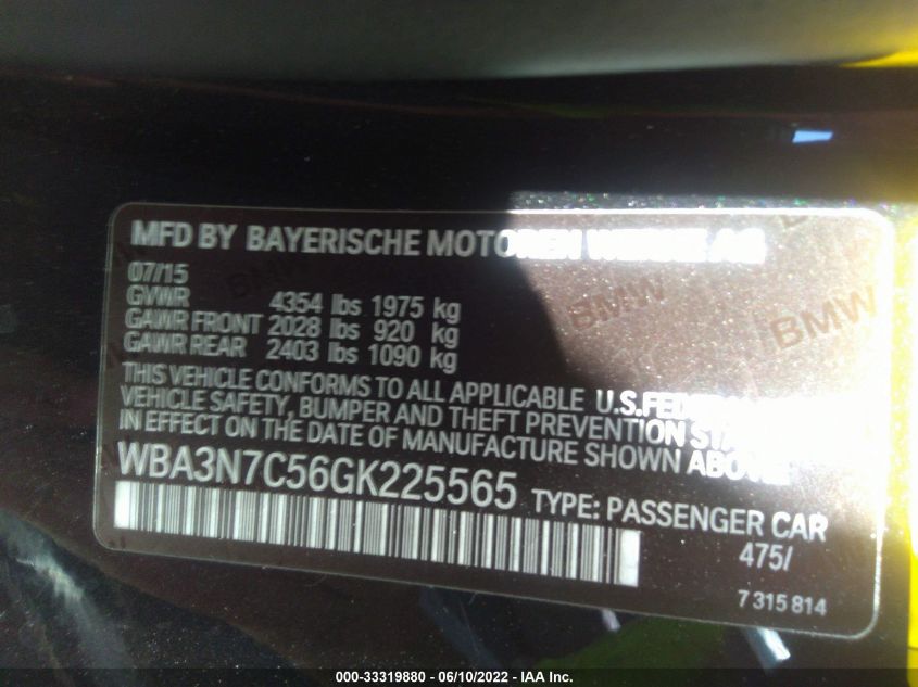 2016 BMW 4 SERIES 428I WBA3N7C56GK225565