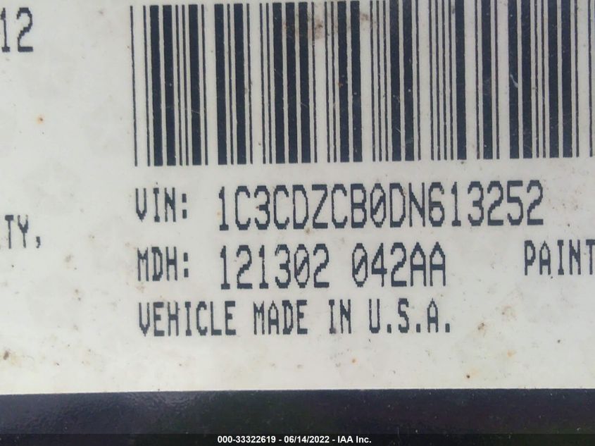 2013 DODGE AVENGER SXT 1C3CDZCB0DN613252