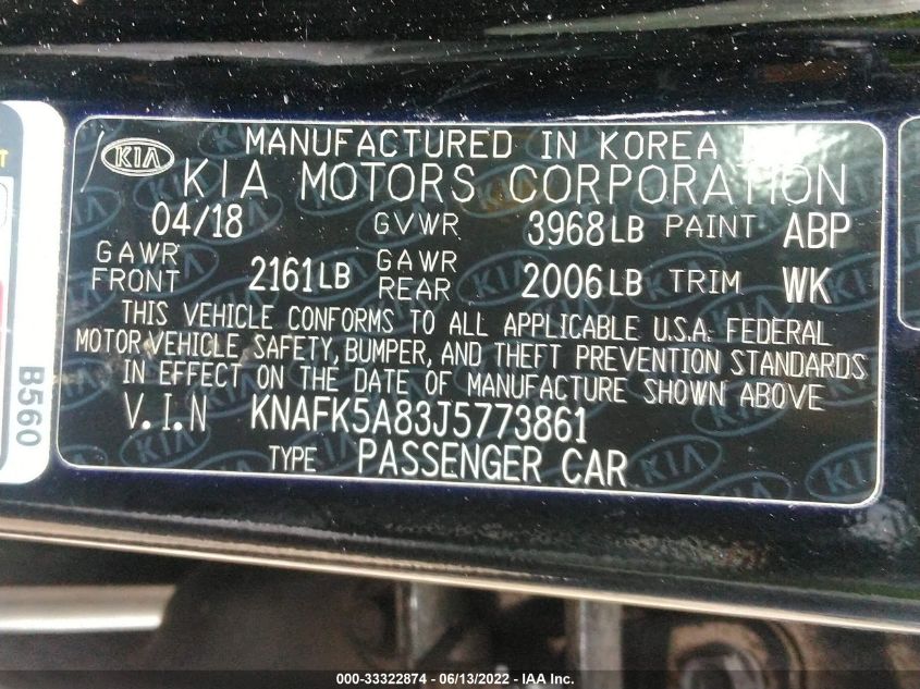 2018 KIA FORTE5 LX KNAFK5A83J5773861