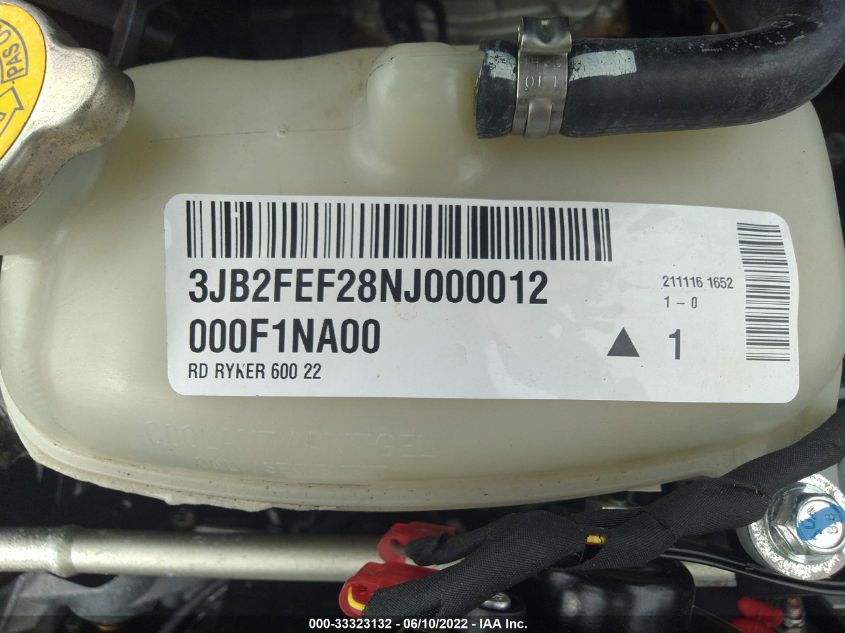 2022 CAN-AM RYKER 3JB2FEF28NJ000012