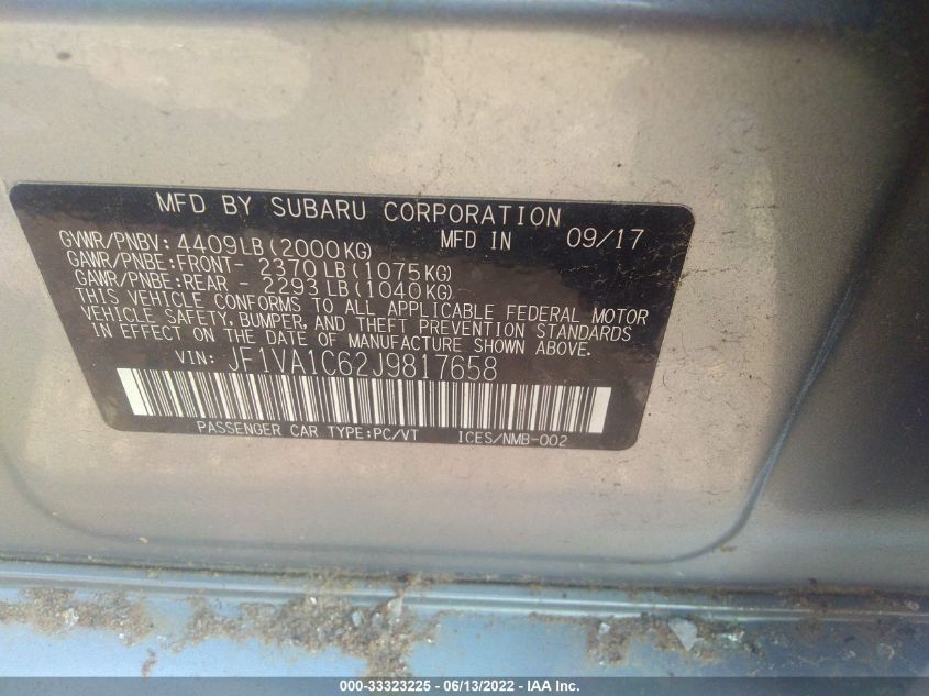 2018 SUBARU WRX PREMIUM JF1VA1C62J9817658