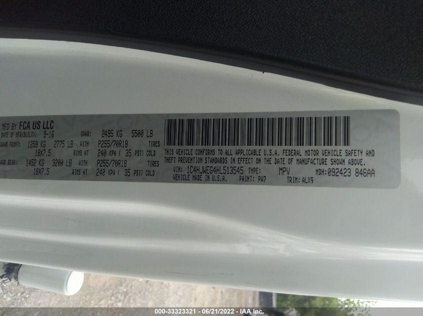 2017 JEEP WRANGLER UNLIMITED SAHARA 1C4HJWEG4HL513545