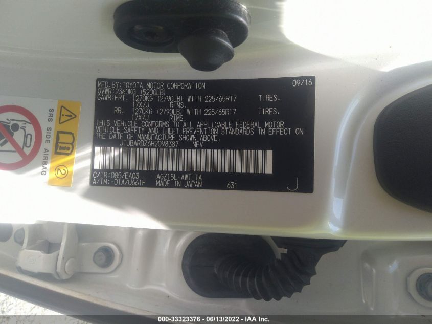 2017 LEXUS NX NX TURBO JTJBARBZ6H2098387
