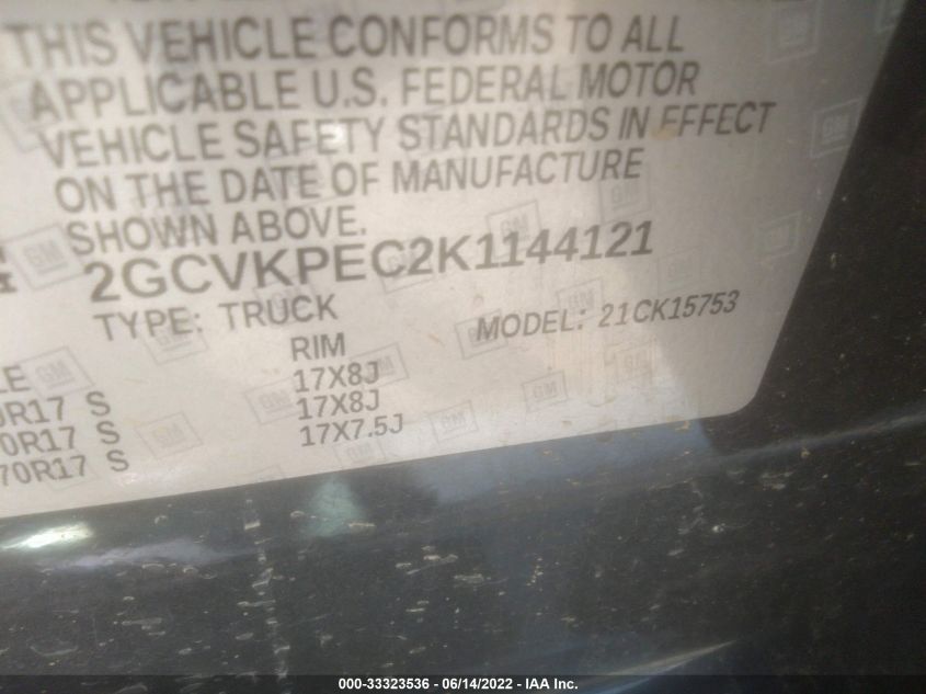 2019 CHEVROLET SILVERADO 1500 LD LT 2GCVKPEC2K1144121