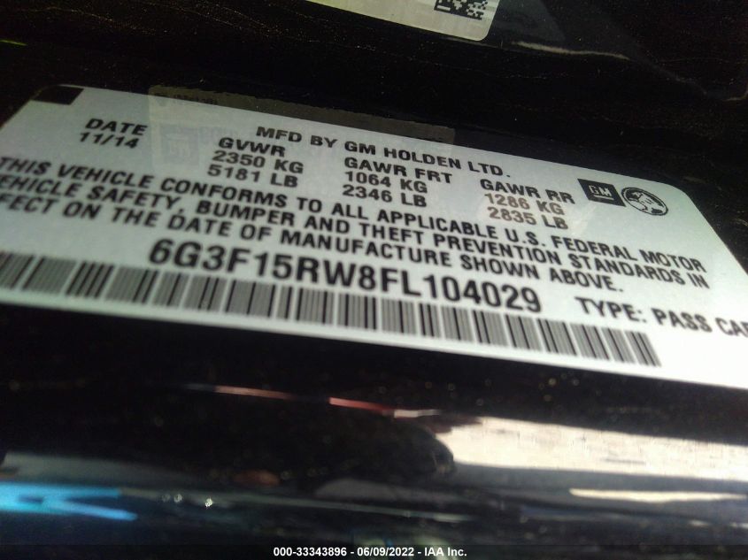 2015 CHEVROLET SS 6G3F15RW8FL104029